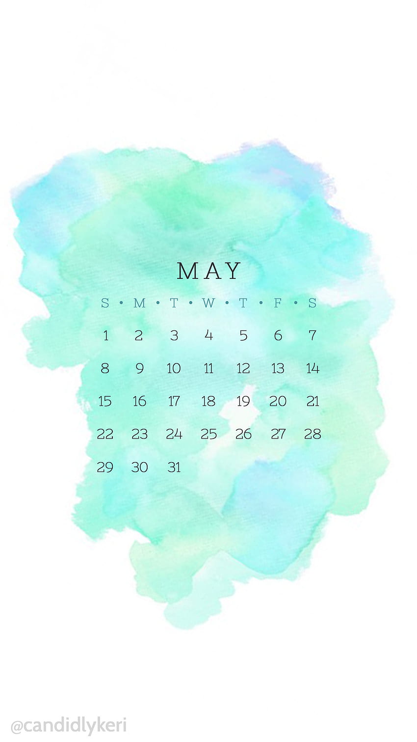 Calendario mayo 2016 azul turquesa y verde para iPhone android o fondo de pantalla del teléfono