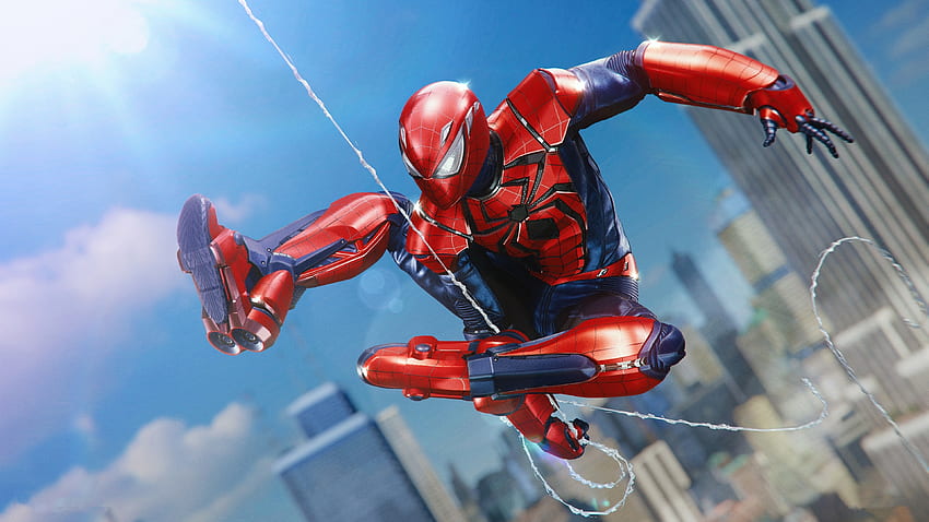 Spider-man, PS4, Aaron Aikman armor, swing, video game HD wallpaper