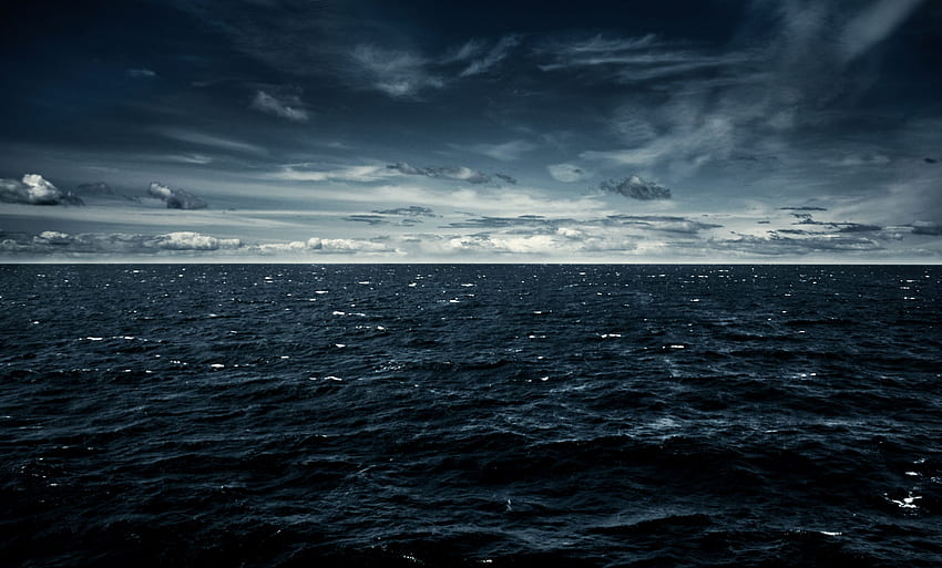 lautan, pemandangan langit, laut, Laut Malam Wallpaper HD