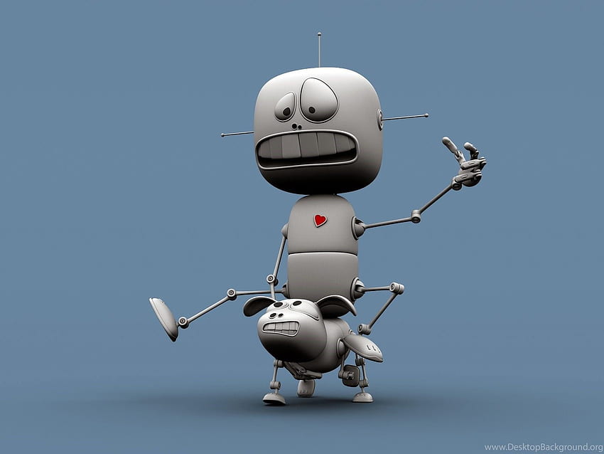 3D-Retro-Roboter HD-Hintergrundbild
