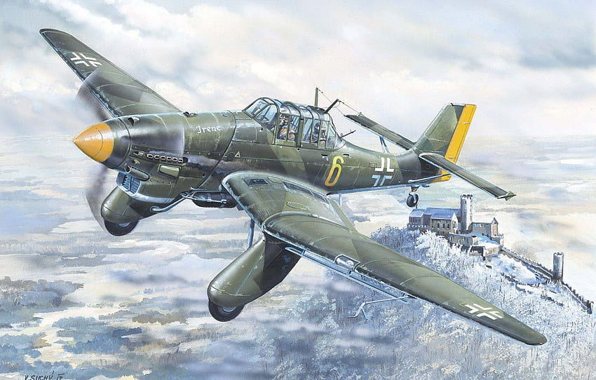 Allemagne, peinture, Junkers, Armée de l'air, Ju.87A Stuka for , section авиация Fond d'écran HD