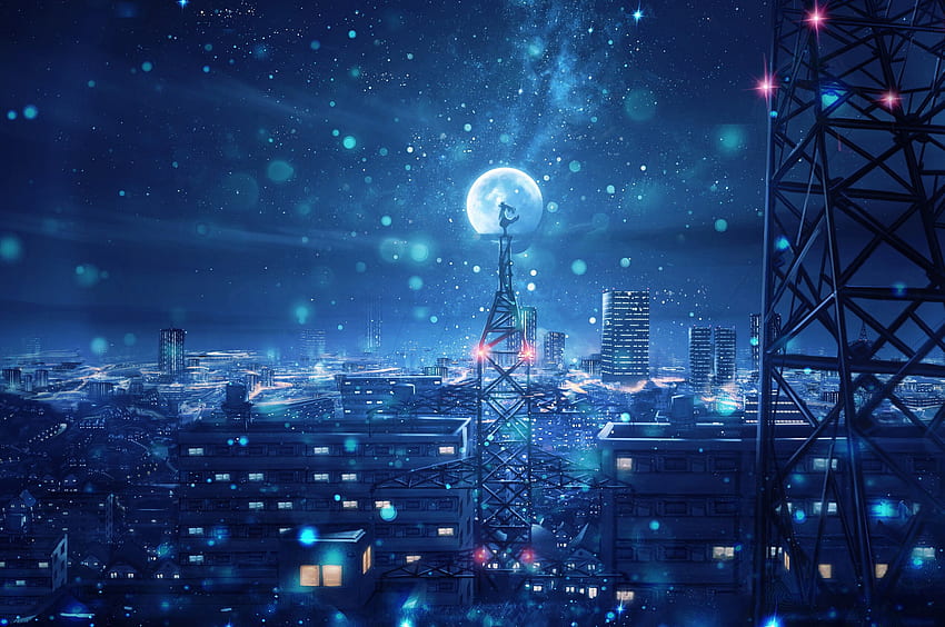 Night Anime Scenery, Anime Panoramic HD wallpaper