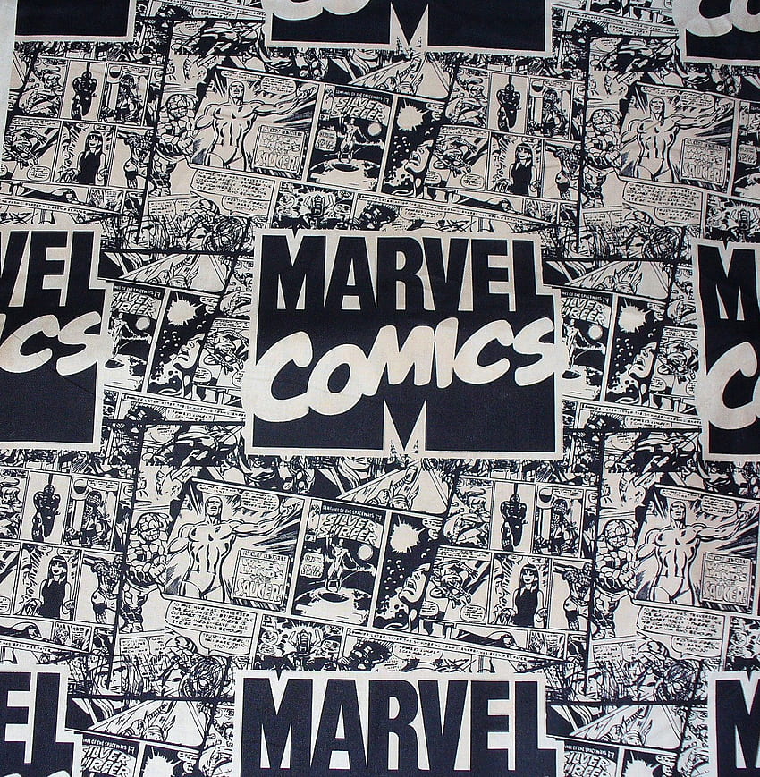 Marvel Superheroes Comics Fabric/ Neutrals / Silver Streak /. 엣시. 슈퍼히어로 만화, 마블 만화, 만화 로고, 흑백 만화 HD 전화 배경 화면