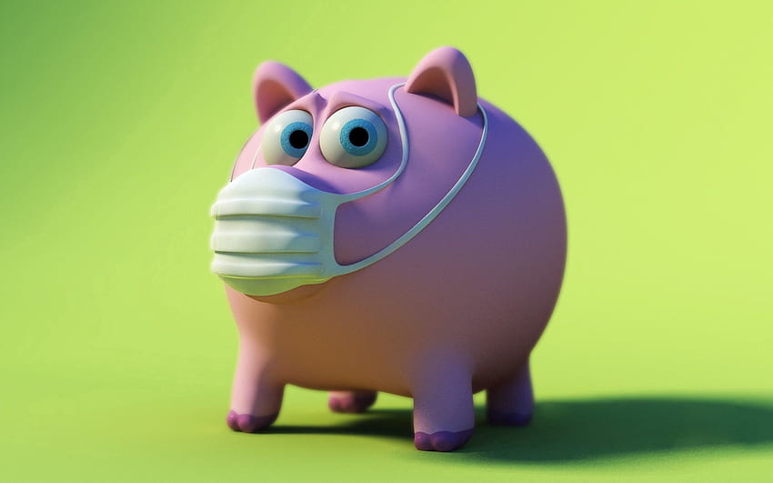 3D, Maske, Schwein, Sparschwein, Krankheit, Krankheit HD-Hintergrundbild