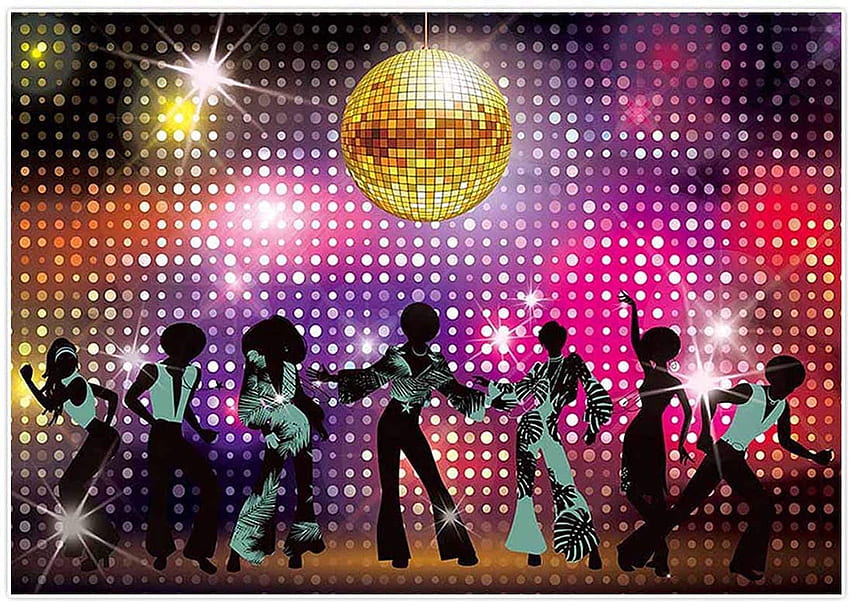 Allenjoy ft Vintage 70s Disco Dekoracja Tło na imprezy Lśniąca neonowa tancerka Nocna grafika Tło Glow Grazy Birtay Banner Rekwizyty na stoisko: Elektronika, Retro Disco Tapeta HD