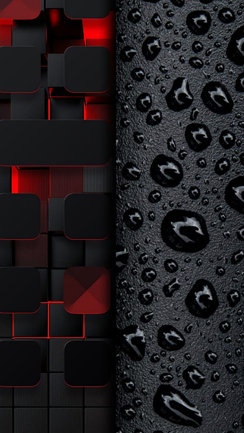 레드 블랙 워터 드롭, escuro, gotas, preto, cubos, molhado, agua, chuva HD 전화 배경 화면