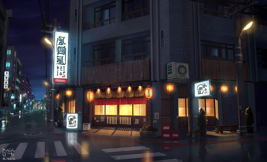 Restaurant, Night, Anime Street, Scenic - Resolution: - Wallpx, Anime Street  Night HD wallpaper | Pxfuel