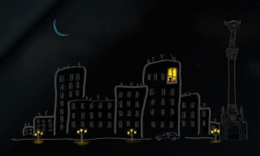 Nacht, schwarz, Lampe, Auto, Sterne, Häuser, Dunkelheit, abstrakt, Mond, Fenster, Kunst, Stadt, Haus, dunkel, Licht, Lichter, Straße HD-Hintergrundbild