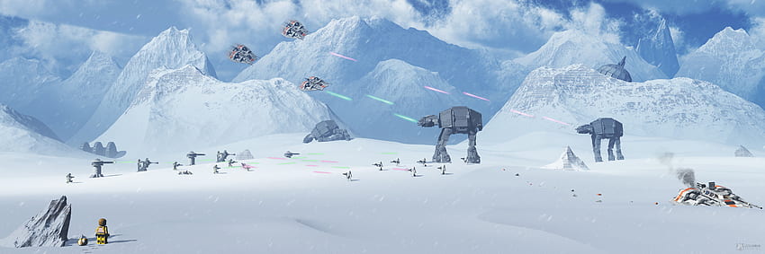 Gwiezdne wojny, LEGO Star Wars, bitwa o Hoth, Hoth, bitwa, Atat, śnieg, grafika / i mobilne tło Tapeta HD