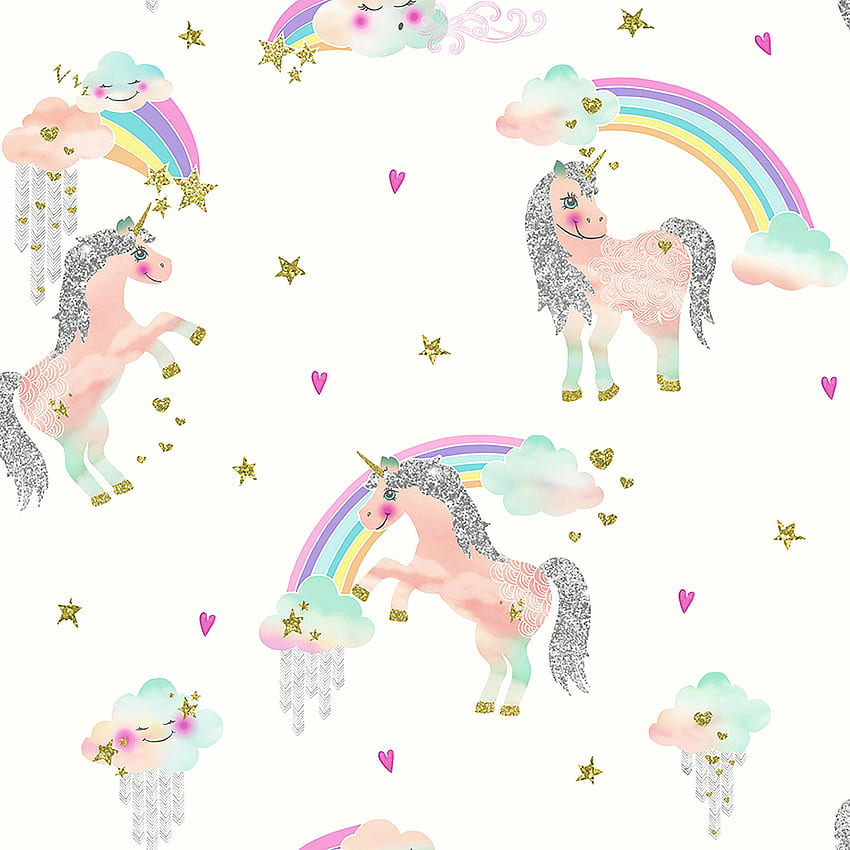 Harriet Bee Deatsville Rainbow Unicorn 31.5' x 21.5 Glitter, Unicorn ...