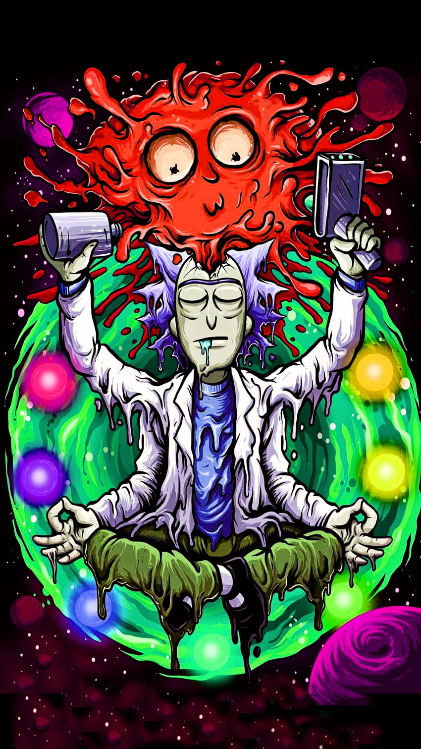 Trippy Rick e morty, alto, rick_and_morty, funghi Sfondo del telefono HD