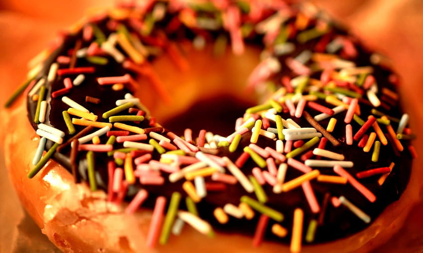 Doughnut Sprinkles Macro, Donuts HD wallpaper