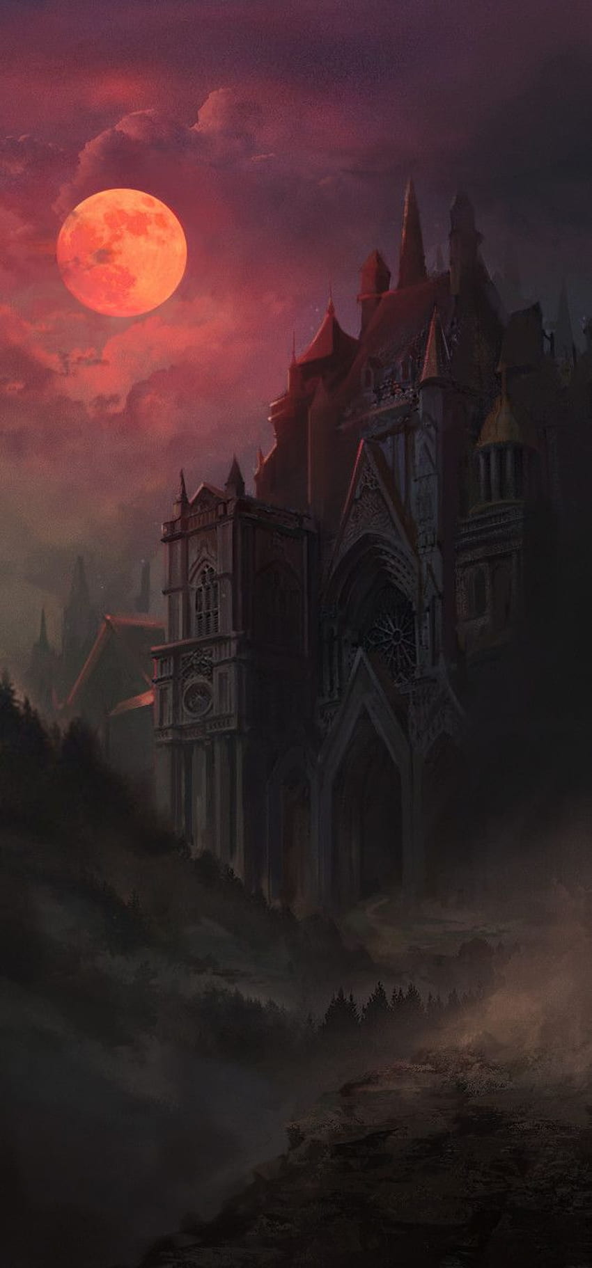ArtStation - gotycki zamek, Lana Monada. Fantazyjny zamek, gotyk, gotycki zamek fantasy, ciemny zamek iPhone Tapeta na telefon HD