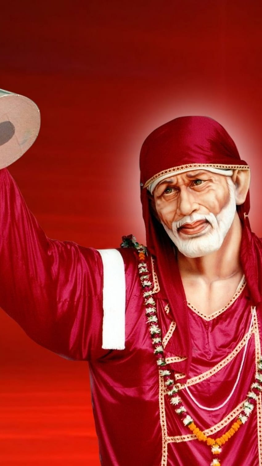 Sai Baba , Sai Baba, Damru, red theme HD phone wallpaper | Pxfuel