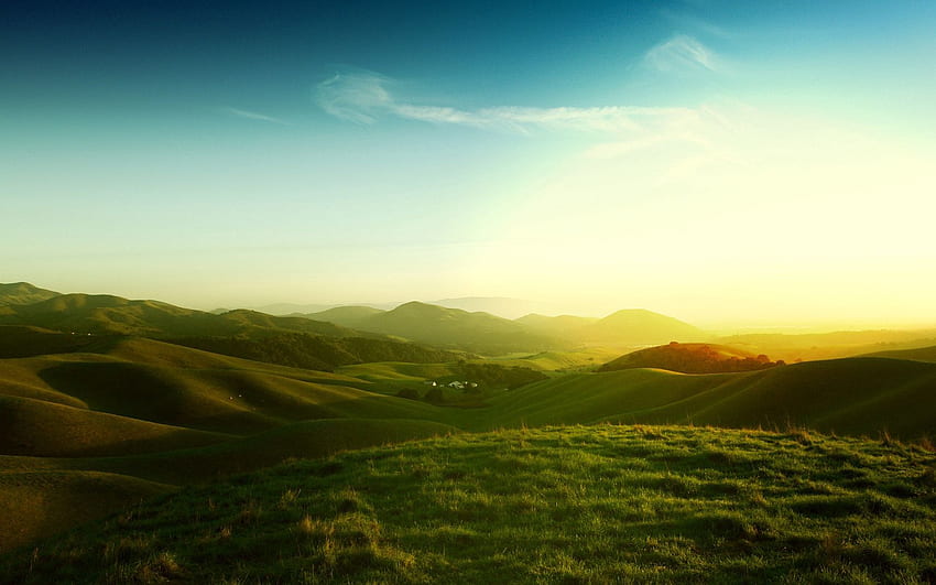 Natura, zachód słońca, pola, słońce, wieczór, Kalifornia, łąki Tapeta HD
