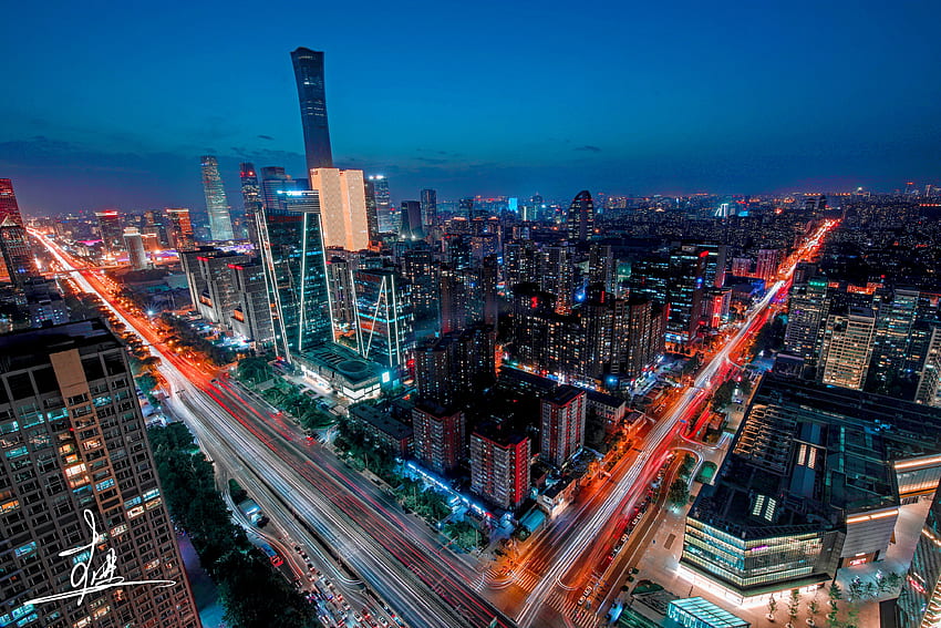 saham beijing, pemandangan kota, Beijing Skyline Wallpaper HD