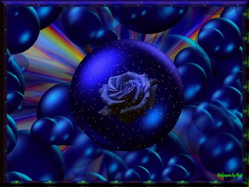 Rose Globe, Rainbows, Roses, Globes, Flowers, Blue HD wallpaper