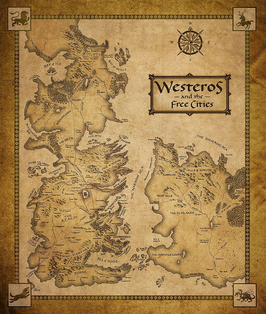 Mapa de Westeros y las ciudades de Game of Thrones fondo de pantalla del teléfono