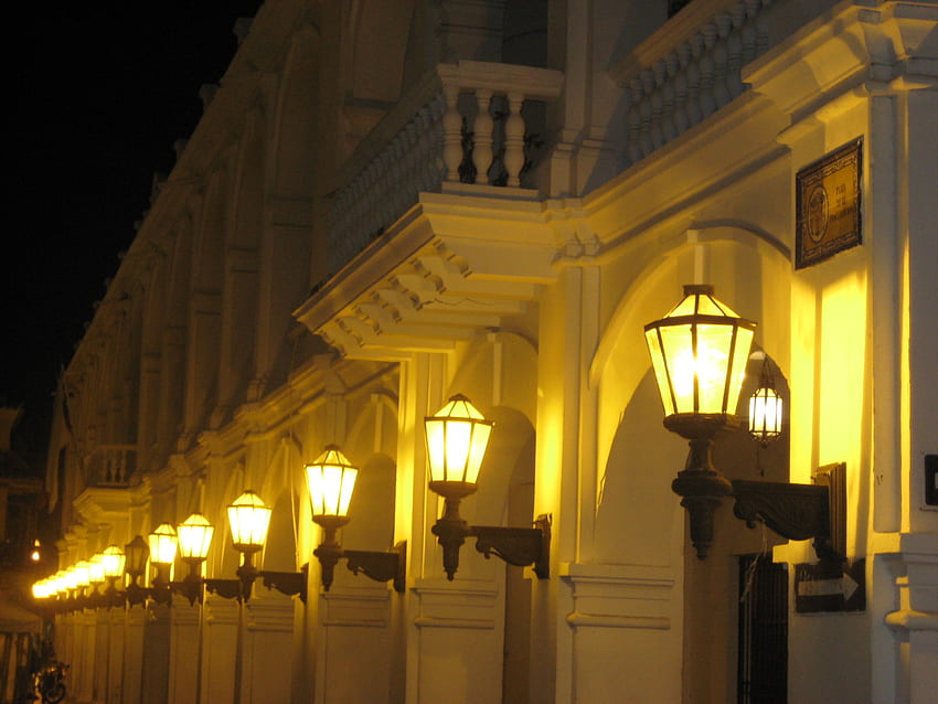 Galeria, cartagena, luces, arquitectura, nocturno Tapeta HD