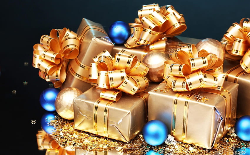 Feiertage, Neujahr, Weihnachtsschmuck, Weihnachtsbaumspielzeug, Lot, Geschenke, Geschenke, Konfetti HD-Hintergrundbild