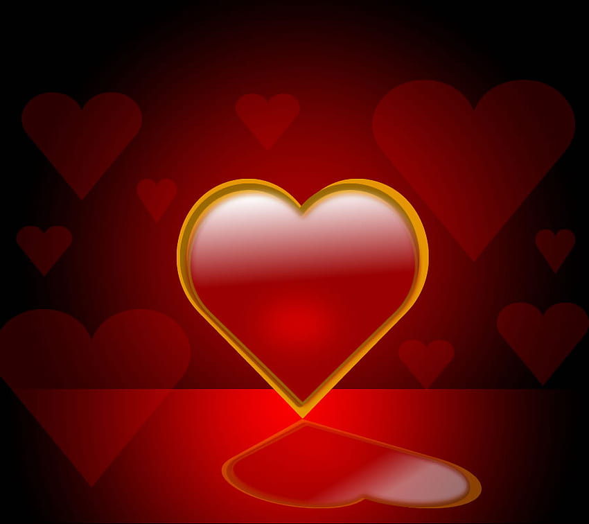Glossy Heart, hearts, love, red, glossy HD wallpaper