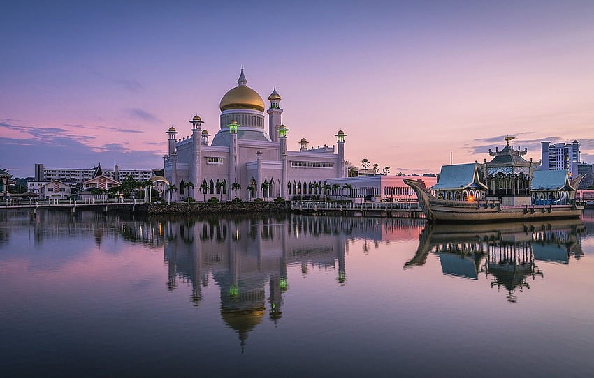 Brunei, Königliche Moschee, Brunei, Sultan-Omar-Ali-Saifuddin-Moschee, Bandar Seri Begawan für , Abschnitt город HD-Hintergrundbild