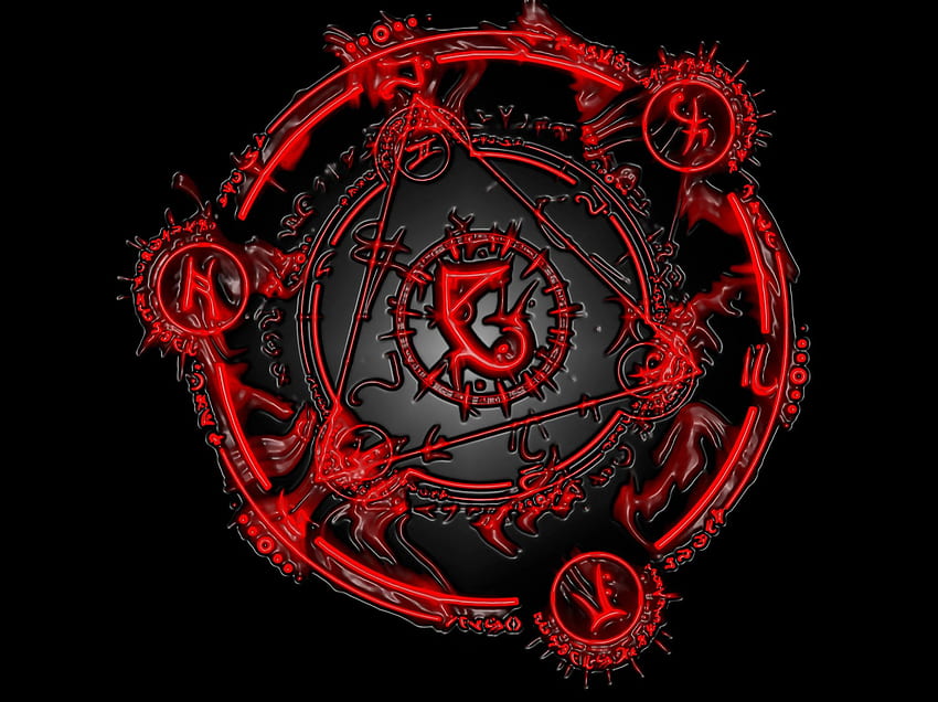 Magischer Kreis, schwarzer und roter Kreis HD-Hintergrundbild