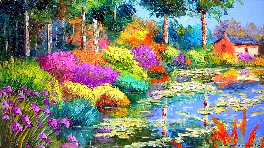 Красива природа Картини с маслени бои HD тапет