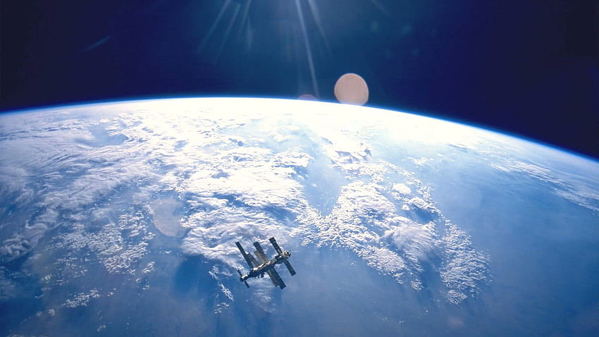 Nuvens Terra Estação Espacial Internacional Lens Flare NASA Orbit Outer, ISS Space papel de parede HD