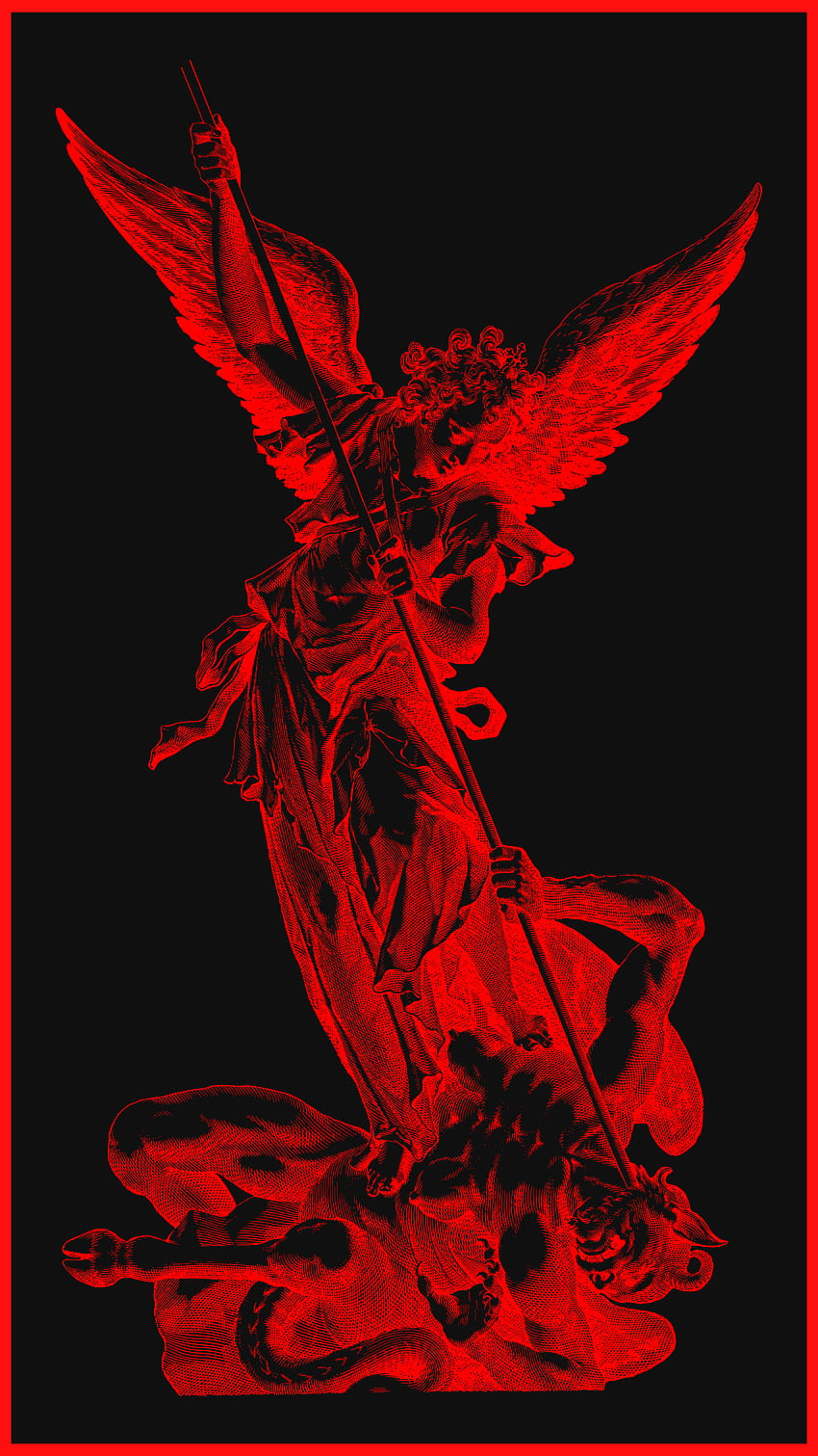 Arch Angel Michael, red, art HD phone wallpaper