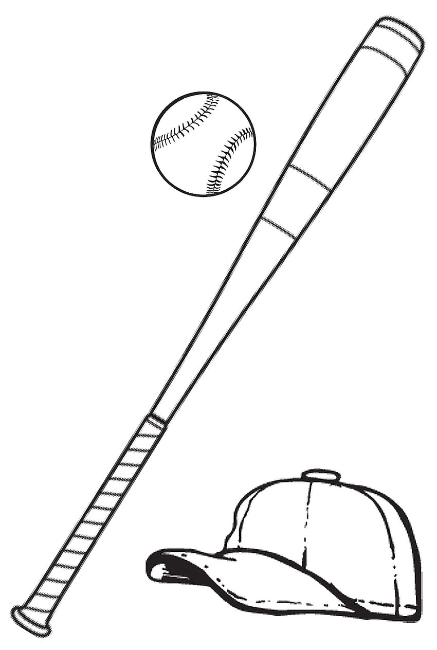 ベースボール ～野球とバットのクリップアート白黒～ HD電話の壁紙