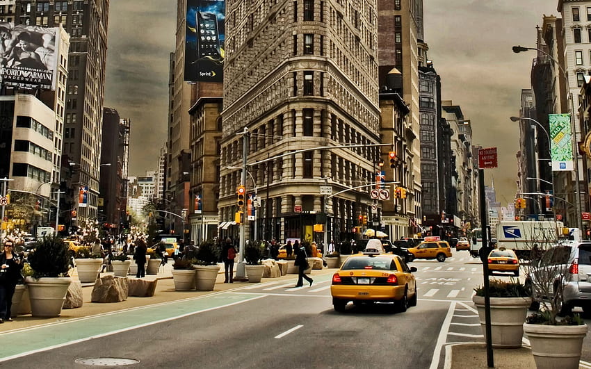 Градове, коли, град, сграда, движение, трафик, улица, Ню Йорк HD тапет