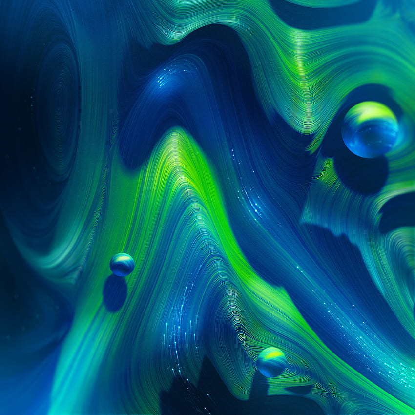 波、流れ、流れ、カラフル、青緑 HD電話の壁紙