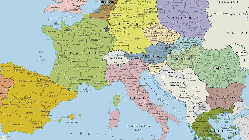 Карта на Европа HD тапет