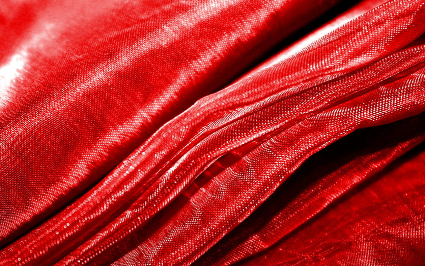 red wavy fabric background, , wavy tissue texture, macro, red textile, fabric wavy textures, textile textures, fabric textures, red backgrounds, fabric backgrounds HD wallpaper