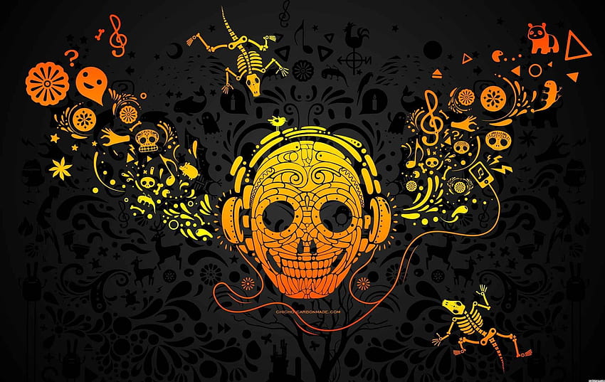 Music Is Live Face Cool . Crazy , Skull HD wallpaper