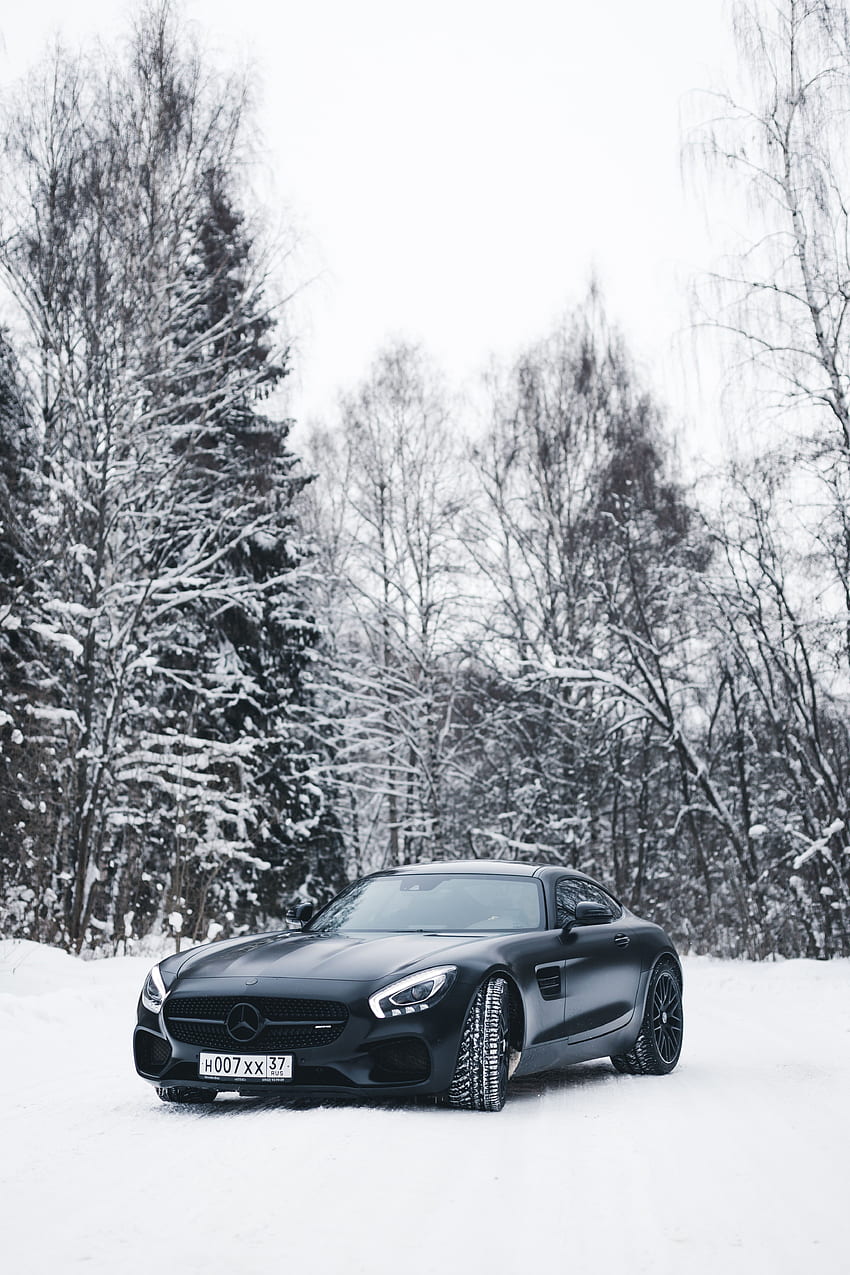 메르세데스-벤츠, 자동차, 눈, 숲, Mercedes HD 전화 배경 화면