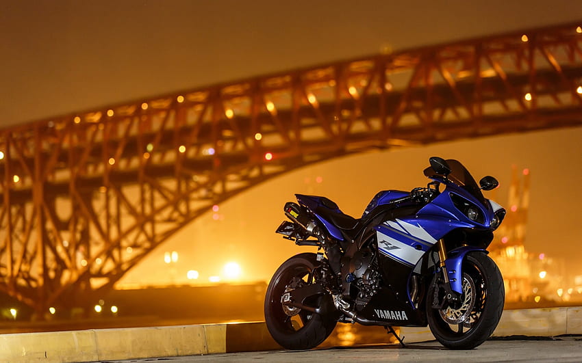 Yamaha R1, araçlar, mavi bisiklet, yamaha, motosikletler HD duvar kağıdı