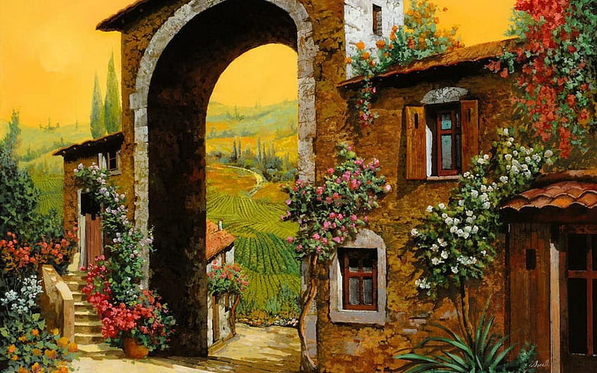 Tuscany, Village, , , Cool HD wallpaper