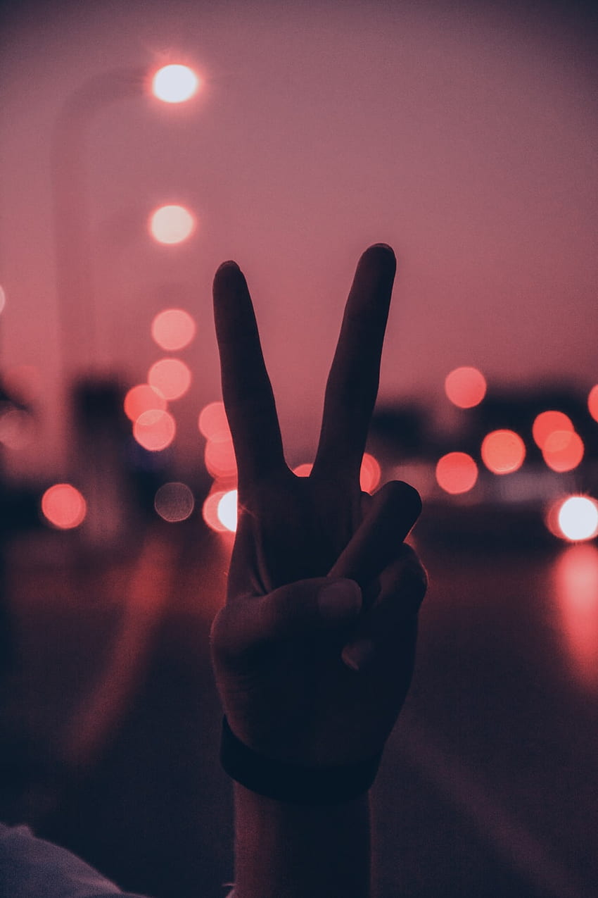 person doing peace sign hand gesture – Red HD phone wallpaper
