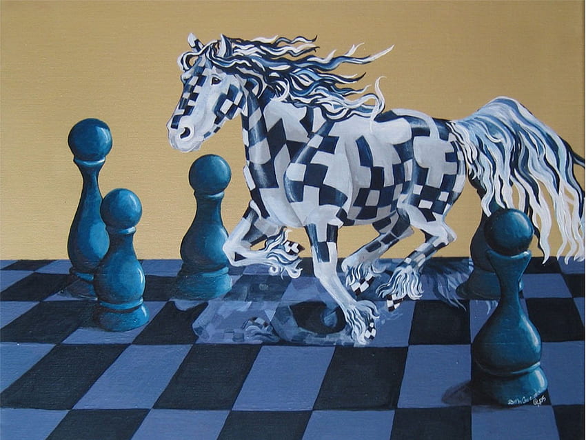 Schach und Hintergrund, Schachpferd HD-Hintergrundbild