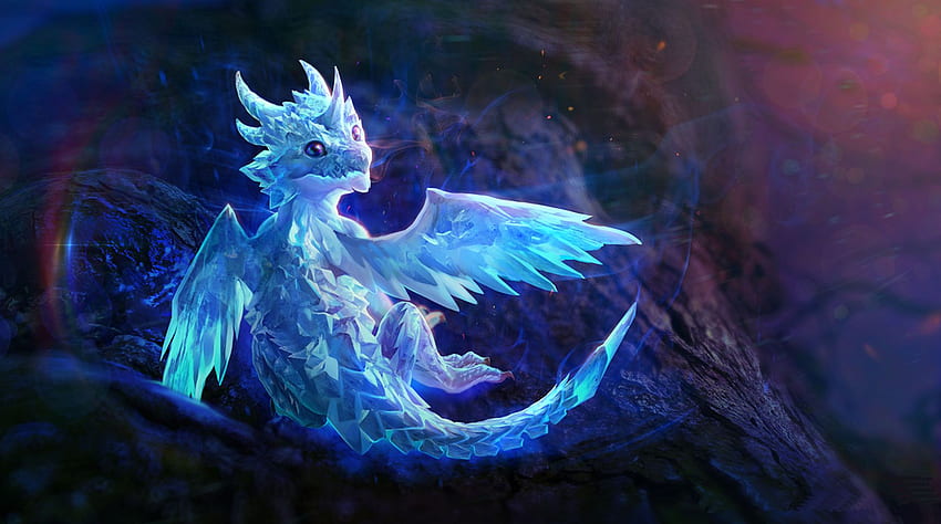 cute dragon , dragon, fictional character, mythical creature, cg artwork, green dragon, Cute Ice Dragon HD wallpaper