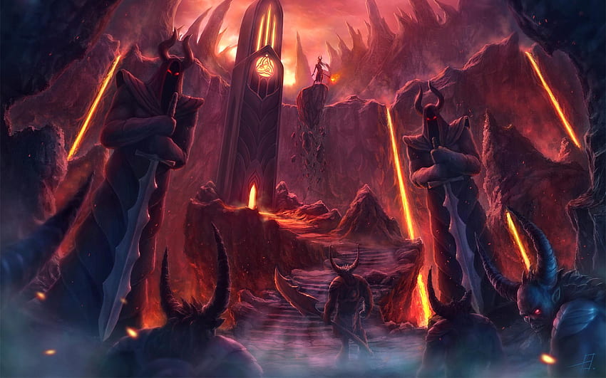 prompthunt: a landscape of hell, goth, intricate, highly detailed, digital  painting, official media, anime key visual, concept art, rich vivid colors,  ambient lighting, sharp focus, illustration, art by wlop