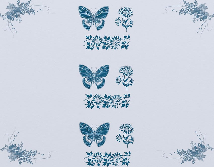 lt 青い蝶と花、背景、水色、蝶、花、lt 青 高画質の壁紙