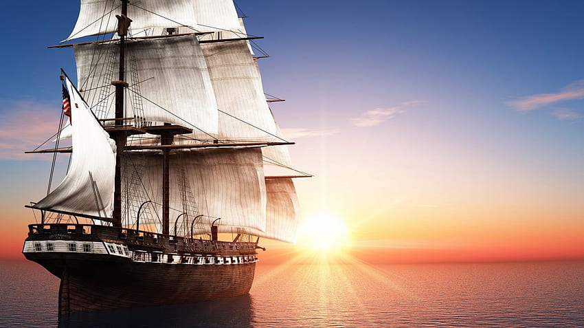 Gemiler Yelkenli Deniz Gün Doğumu ve Gün Batımı Güneş 3D Grafikler, 383752. Eski yelkenli gemiler, Yeni , Yelkenli gemiler HD duvar kağıdı