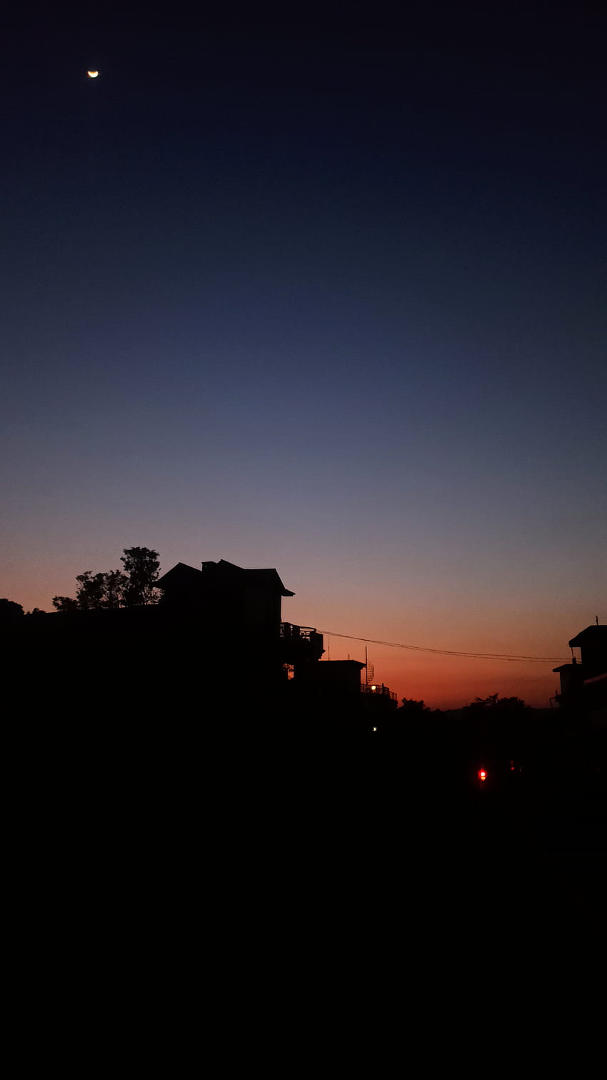 Lofi Sunset, sky, moon, night HD phone wallpaper