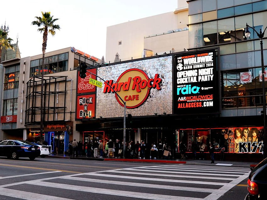 Hard Rock Cafe Hollywood auf dem Hollywood Blvd. Entdecken Sie Los Angeles HD-Hintergrundbild
