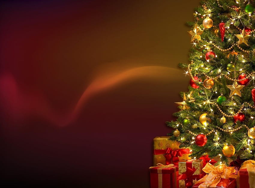 Празници, Нова година, Украса, Празник, Коледна елха, Гирлянди, Подаръци, Подаръци HD тапет
