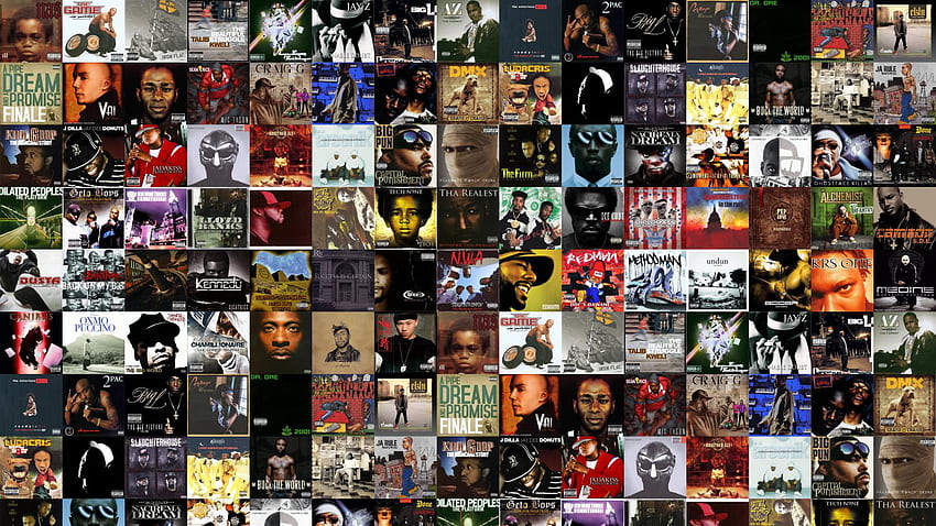 Collage Kachel Fliesen Musik Rap Hip Hop., Rap-Alben HD-Hintergrundbild