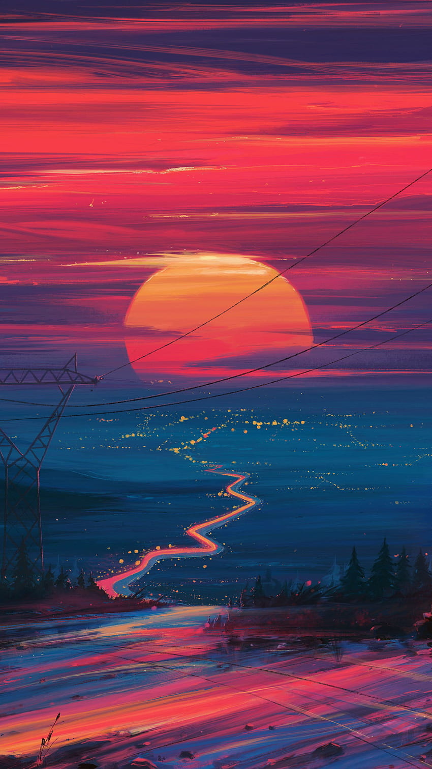 Sunset , figure, art, Aenami, by Aenami, Alena Aenam The, by Alena Aenami • For You For & Mobile, Anime Aesthetic Sunset HD phone wallpaper